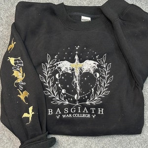 Embroidered Fourth Wing Sweatshirt, Custom Basgiath War College, Dragon Rider,Violet Sorrengail,Xaden Riorson,Riders Quadrant,Fantasy Reader