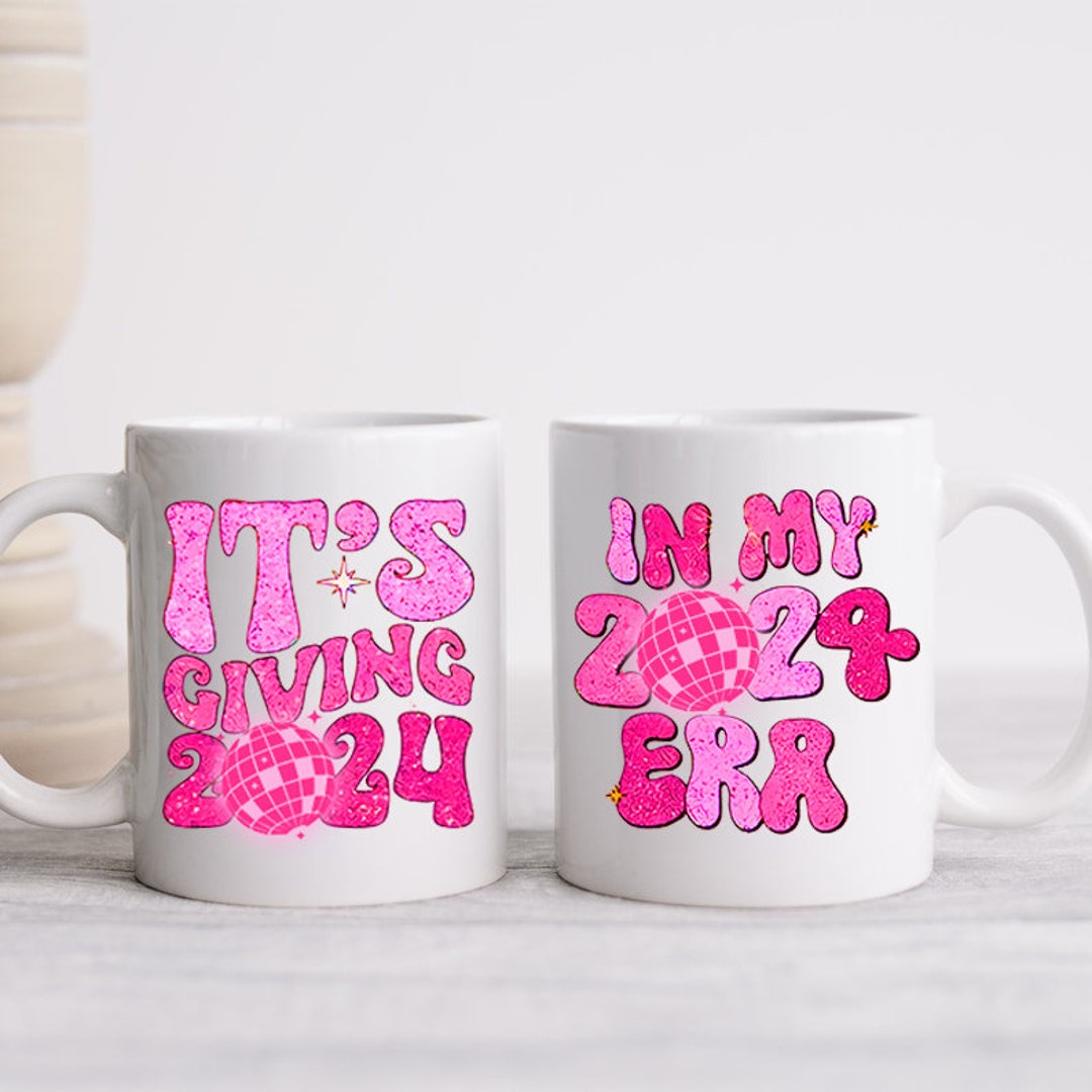 Happy New Year Glitter Mug, New Year 2024 Mug, Holiday Gift Mug, Hello