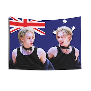 STRAY KIDS Hyunjin Australia Flag, Skz 2024 Tour Kpop Flag, Stray Kids Members Merch, Gift Ideas for STAYS, Birthday Gift and Concert Merch
