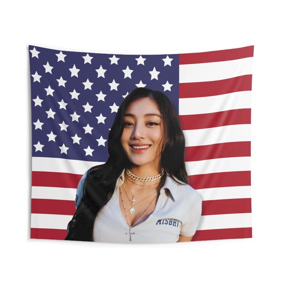 Twice Jihyo This is for America Flag, Twice Members Kpop Banner