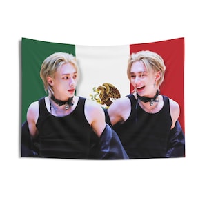 STRAY KIDS Hyunjin Mexico Flag, Skz 2024 Tour Kpop Flag, Stray Kids Members Merch, Gift Ideas for STAYS, Birthday Gift & Concert Merch