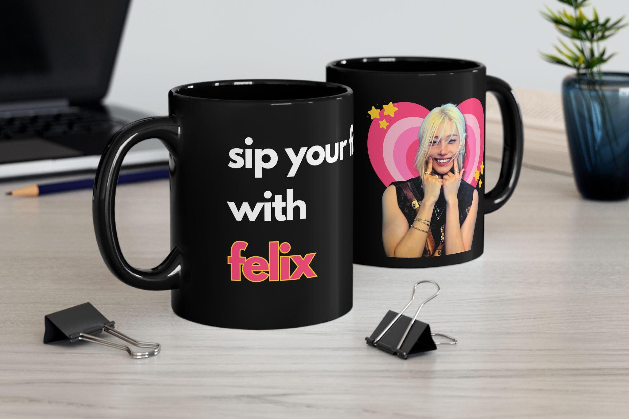 Skz Felix Cute Smile Black Mug, Skz Members Y2k Kpop Mug, Skz Tour