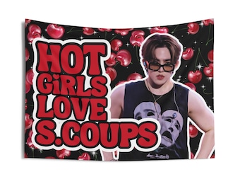 Svt Scoups Cherry Hot Girls Concert Banner, Seventeen Kpop Flag, Svt Tour Merch, Gift Ideas for Carats, Birthday Gift & Concert Merch