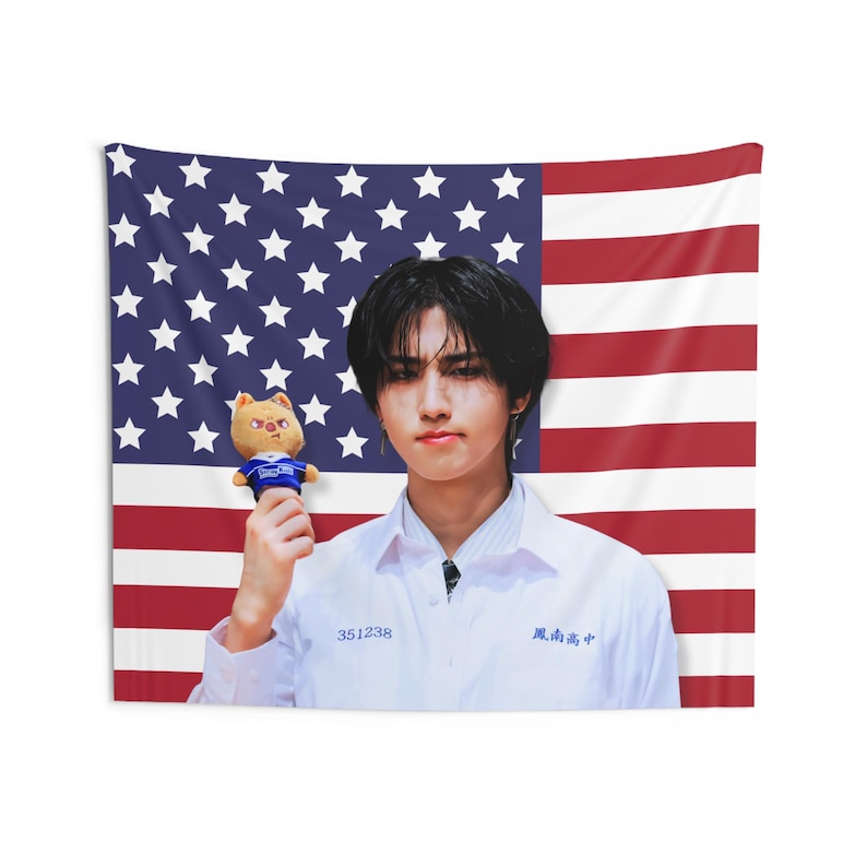 Bandera de Estados Unidos de Skz Han Quokka, bandera de Kpop de Han Jisung Stray Kids, productos de la gira de Stray Kids, idea de regalo para estadías, regalo de cumpleaños y productos de conciertos imagen 4