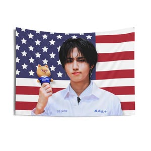 Skz Han Quokka America Flag, Han Jisung Stray Kids Ate Kpop Flag, Stray Kids Tour Merch, Gift Idea for Stays, Birthday Gift & Concert Merch