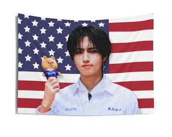 SKZ ハン フィンガー ハート アメリカ国旗、ハン ジソン ピンク