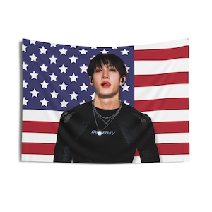 Skz  Bang Chan Dominate America Flag Banner, Ate Stray Kids Kpop Flag, Skz Tour Merch, Gift Ideas for Stays, Birthday Gift & Concert Merch
