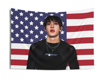 Skz Bang Chan Dominate America Flag Banner, Ate Stray Kids