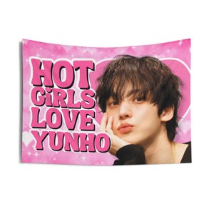 Ateez Yunho Kissy Face Hot Girls Banner, Ateez Members Kpop Flag, Ateez Tour Merch, Gift Ideas Atiny, Birthday Gift & Concert Merch