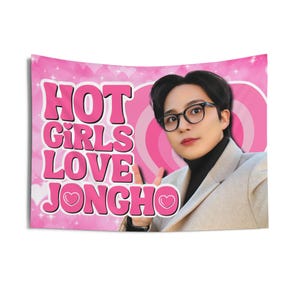 Ateez Jongho Hot Girls Concert Banner, Ateez Members Kpop Flag, Ateez Members Merch, Gift Ideas for Atiny, Birthday Gift & Concert Merch