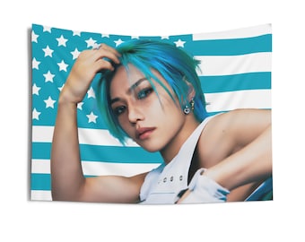 【希少品】FELIX (フェリックス) タペストリー Stray Kids フィリックス 腹筋旗バナー、フィリックス アメリカ国旗