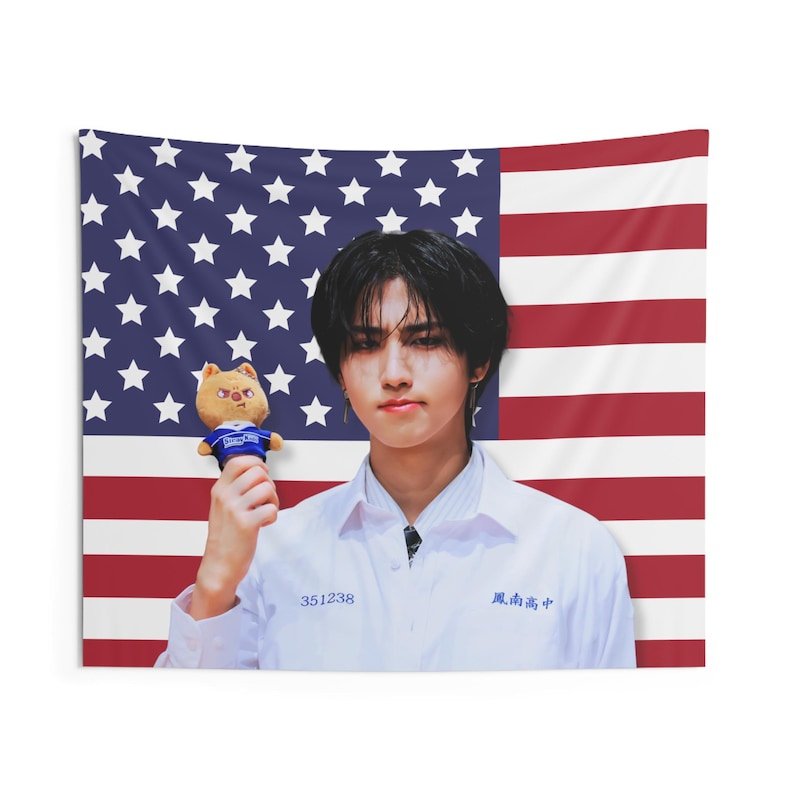 Bandera de Estados Unidos de Skz Han Quokka, bandera de Kpop de Han Jisung Stray Kids, productos de la gira de Stray Kids, idea de regalo para estadías, regalo de cumpleaños y productos de conciertos imagen 3