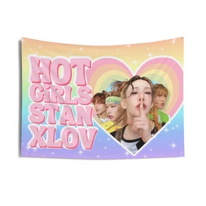 Xlov Members Pastel Rainbow Hot Girls Banner, Xlov Members Kpop Flag, Xlov 2025 Tour Merch, Gift Ideas Evol, Birthday Gift & Concert Merch