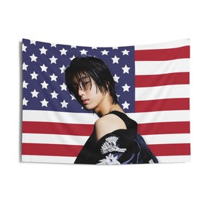 SKZ Han Magazine America Flag Banner, Han Stray Kids Tour 2024 Kpop Flag, Skz Members Merch, Gift Ideas STAYS, Birthday Gift & Concert Merch