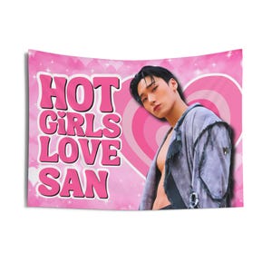 Ateez San Abs Hot Girls Concert Banner, Ateez Members Kpop Flag, Ateez Members Merch, Gift Ideas for Atiny, Birthday Gift & Concert Merch