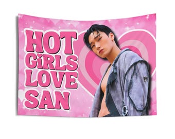 Baner koncertowy Ateez San Abs Hot Girls, Flaga Kpop członków Ateez, Towary członków Ateez, Pomysły na prezenty dla Atiny, Prezent urodzinowy i gadżety koncertowe