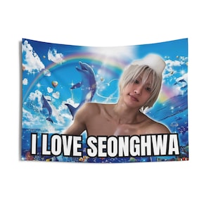Ateez Seonghwa Dolphin Meme Concert Banner, Ateez Members Kpop Flag, Ateez Tour 2025 Merch, Gift Ideas Atiny, Birthday Gift & Concert Merch