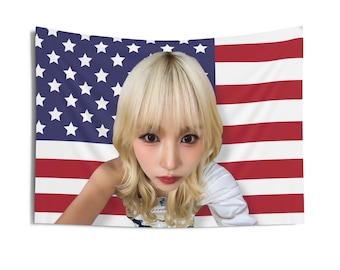 Twice Mina Blonde American Flag, Twice Concert Banner, Twice Kpop