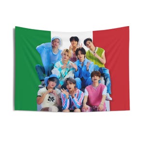 STRAY KIDS Members Italy Flag Banner, SKZ Members Kpop Flag, Stray Kids Group Photo Kpop Merch Decor, Gift Ideas for Skz Kpop Fan Stays