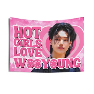 Ateez Wooyoung Hot Girls Concert Banner, Ateez Members Kpop Flag, Ateez Members Merch, Gift Ideas for Atiny, Birthday Gift & Concert Merch
