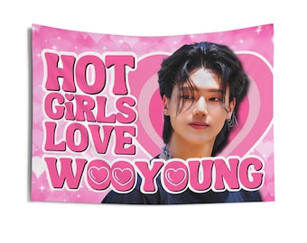 Ateez Wooyoung Hot Girls Concert Banner, Ateez Members Kpop Flag, Ateez Members Merch, Gift Ideas for Atiny, Birthday Gift & Concert Merch