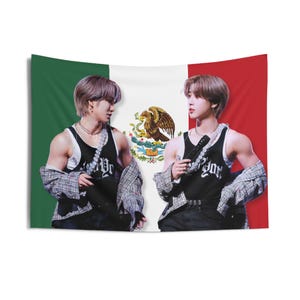 SKZ Han Biceps Mexico Flag Banner, Han Stray Kids Tour 2024 Kpop Flag, Skz Members Merch, Gift Ideas STAYS, Birthday Gift & Concert Merch