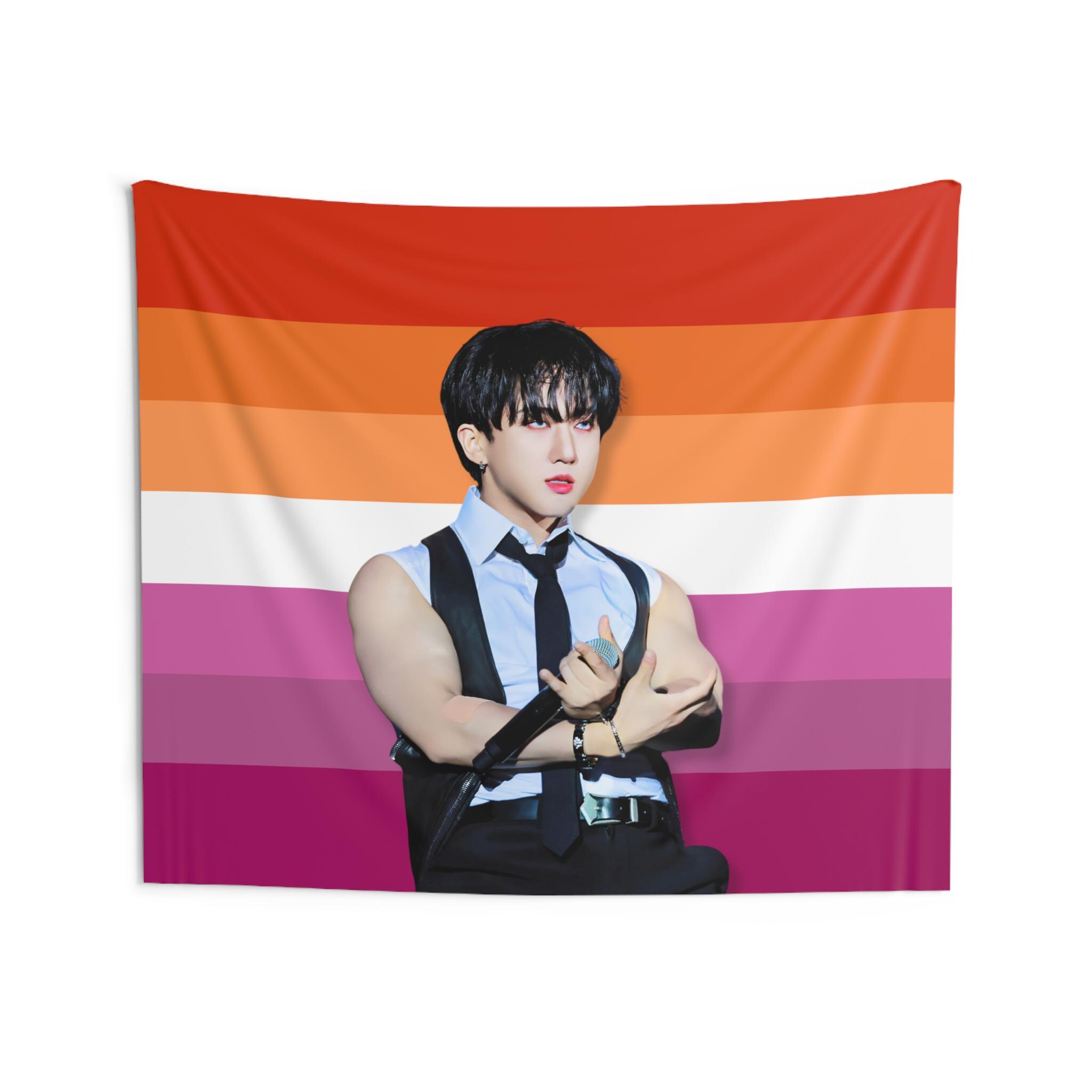 STRAY KIDS Changbin Lesbian Flag Banner, Skz Changbin Kpop Flag