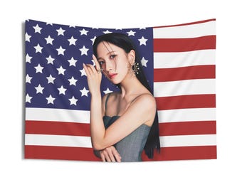 Twice Mina Blonde American Flag, Twice Concert Banner, Twice Kpop