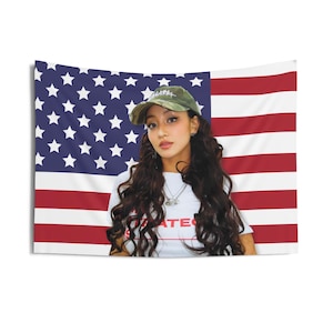 Twice Momo Blonde Bandana America Flag, Twice Members Kpop Banner