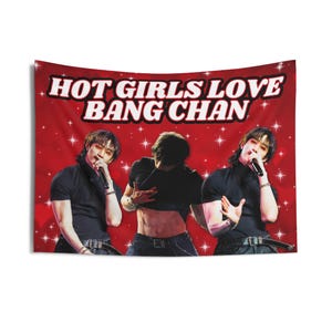 Skz Bang Chan Crop Top Red Hot Girls Concert Flag Banner: Stray Kids Stays Kpop Concert Tour Merch 2025