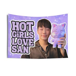 Ateez San Plush Hot Girls Concert Banner, Ateez Members Kpop Flag, Ateez Tour Merch, Gift Ideas for Atiny, Birthday Gift & Concert Merch