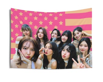 TWICE Members America Flag Banner, TWICE Group Photo Kpop Flag Tapestry, TWICE Members Kpop Merch Decor, Gift Ideas for Once Kpop Fan