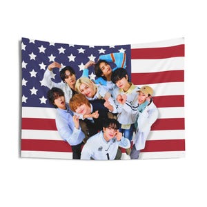 STRAY KIDS Members Anniversary America Flag, Skz Kpop Flag, StrayKids Tour 2024 Merch, Gift Ideas STAYS, Birthday Gift & Concert Merch