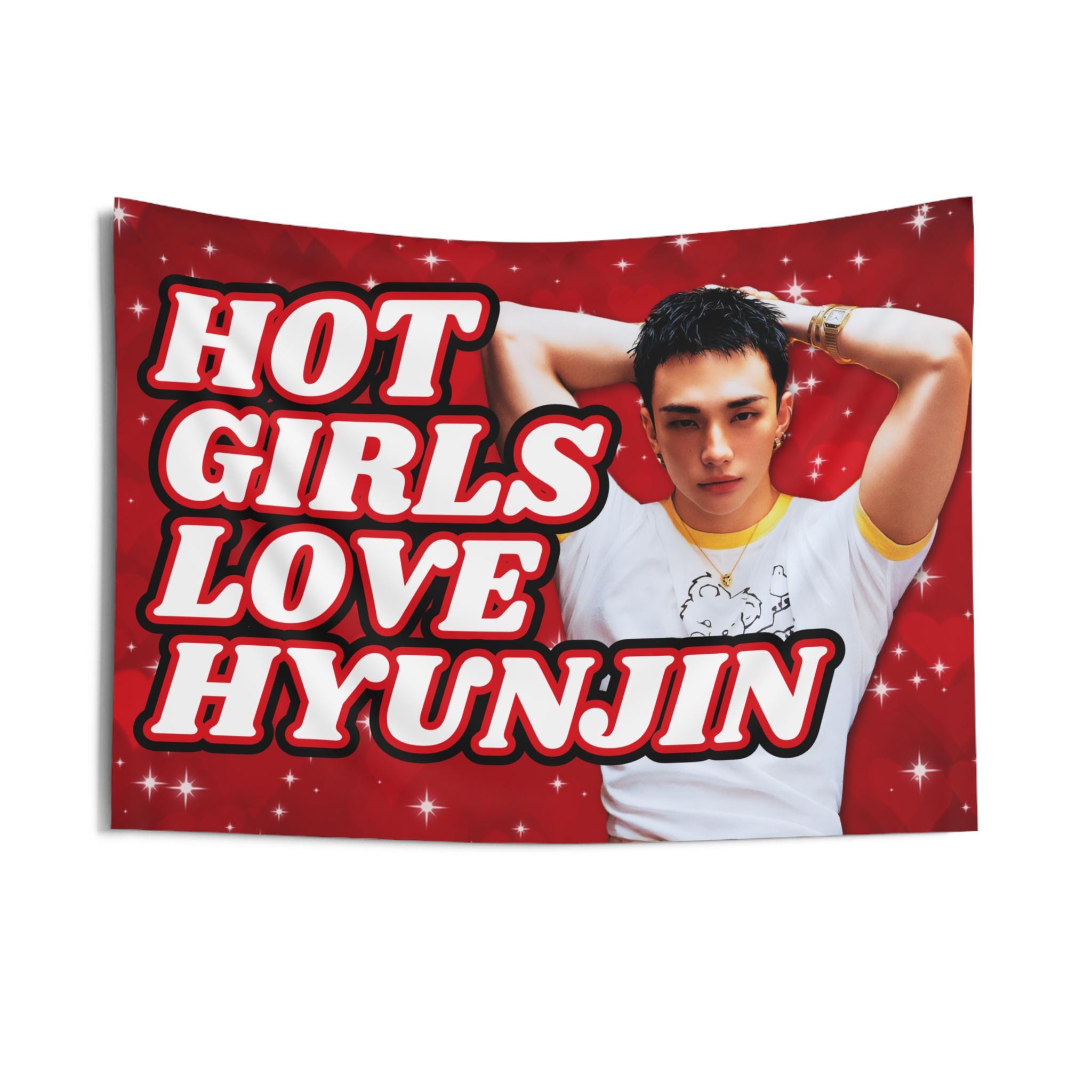 Skz Hyunjin Magazine Red Hot Girls Concert Flag Banner: Stray Kids