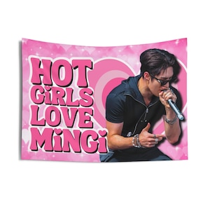 Ateez Mingi Veins Hot Girls Konzert Banner, Ateez Mitglieder Kpop Flagge, Ateez Tour 2025 Merch, Geschenkideen Atiny, Geburtstagsgeschenk & Konzert Merch