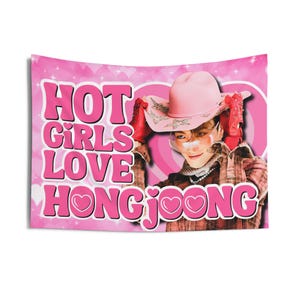 Ateez Hongjoong Hot Girls Konzert Banner, Ateez Mitglieder Kpop Flagge, Ateez Mitglieder Merch, Geschenkidee für Atiny, Geburtstagsgeschenk & Konzert Merch