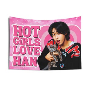 SKZ Han Jisung Hot Girls Concert Banner, Stray Kids Members Kpop Flag, Skz Members Merch, Gift Ideas Stays, Birthday Gift & Concert Merch