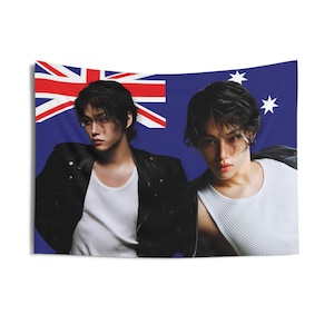 Stray Kids Felix Australia Flag Banner, Skz 2024 Tour Kpop Flag, Stray Kids Members Merch, Gift Ideas Stays, Birthday Gift & Concert Merch