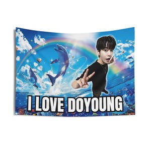 Nct Doyoung Dolphin Meme Concert Banner, Nct 127 Tour 2025 Kpop Flag, Nct 127 Merch, Gift Idea for Czennie, Birthday Gift & Concert Merch