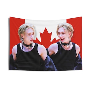 STRAY KIDS Hyunjin Canada Flag, Skz 2024 Tour Kpop Flag, Stray Kids Members Merch, Gift Ideas for STAYS, Birthday Gift and Concert Merch