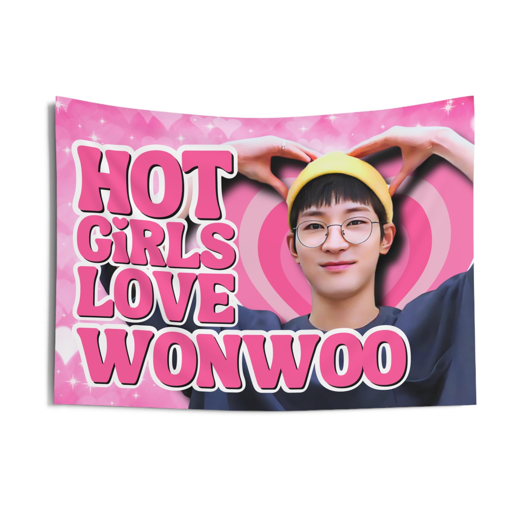 Svt Wonwoo Beanie Hot Girls Banner, Seventeen Members Kpop Flag, Svt Album Merch, Gift Ideas for Carats, Birthday Gift & Concert Merch