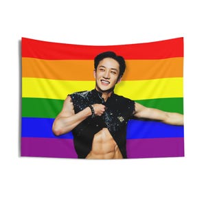 Skz Bangchan Abs Pride Flag,  StrayKids Bangchan Kpop American Flag Tapestry, Skz Bangchan Kpop Merch Decor, Gift Ideas for Stays Kpop Fan