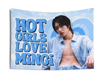 Ateez Mingi Abs Jeans Blue Hot Girls Banner, Ateez Members Kpop Flag, Ateez Tour 2025 merchandise, cadeau-ideeën Atiny, verjaardagscadeau en concertmerchandise