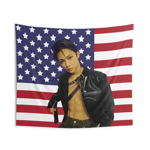 Skz Felix Abs Flag Banner, Stray Kids Felix Kpop American Flag