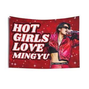 Svt Mingyu Cxm Red Jacker Hot Girls Flag Banner: Seventeen Carats Kpop Concert Tour Merch & Gift 2026