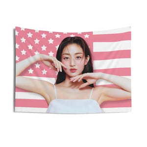 Twice Jihyo Pink America Flag, Twice Jihyo Photoshoot Kpop Flag, Twice Tour 2024 Merch, Gift Ideas for Once, Birthday Gift & Concert Merch