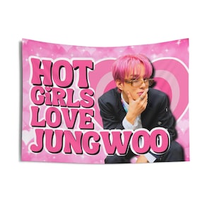 Nct 127 Jungwoo Pink Hot Girls Banner, Nct 127 Kpop Flag, Nct 127 Tour 2025 Merch, Gift Ideas for Czennie, Birthday Gift & Concert Merch