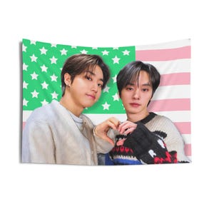 STRAY KIDS Minsung Han Lee Know America Flag, Skz Kpop Flag, StrayKids Tour 2024 Merch, Gift Ideas STAYS, Birthday Gift & Concert Merch