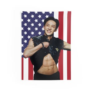 Skz Bang Chan Flag Banner, Stray Kids Bang Chan Kpop American Flag Tapestry, Skz Bang Chan Kpop Merch Decor, Gift for Stays Fan Gift Ideas