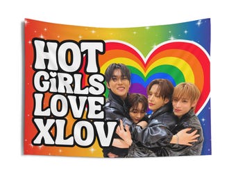Xlov Members Hug Hot Girls Concert Banner, Xlov Members Kpop Flag, Xlov 2026 Tour Merch, Gift Ideas for Evol, Birthday Gift & Concert Merch